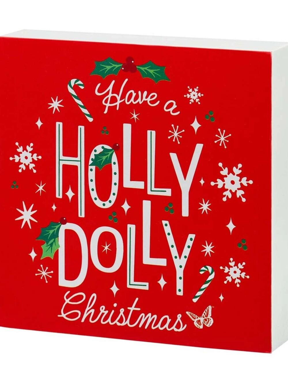 DOLLY Red Christmas Decor 'Have A Holly Dolly Christmas'